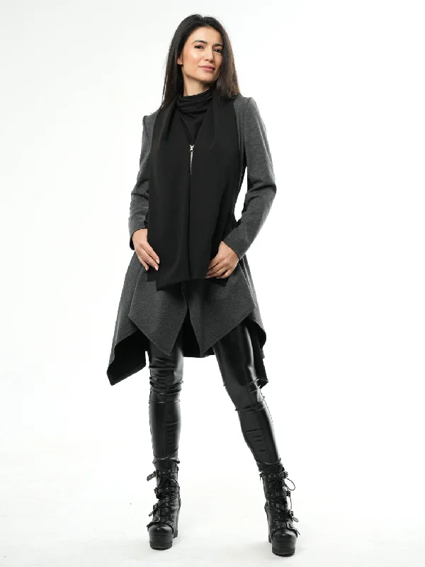 Asymmetric Coat With Scarf