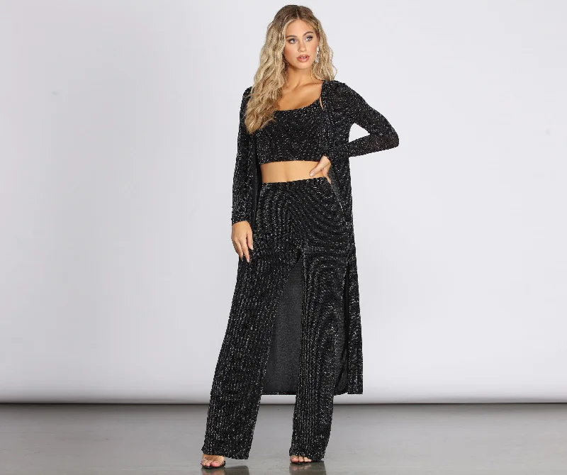 Glittering Long Knit Duster