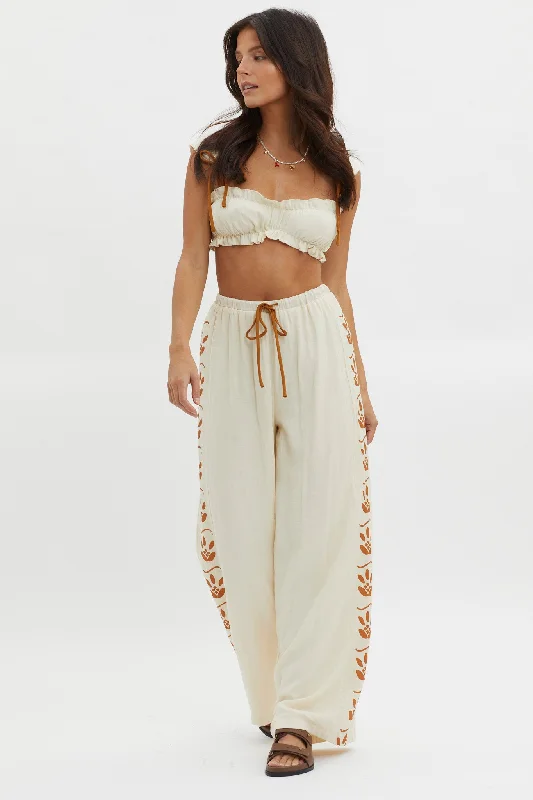 Maghan Side Print Long Pants Beige