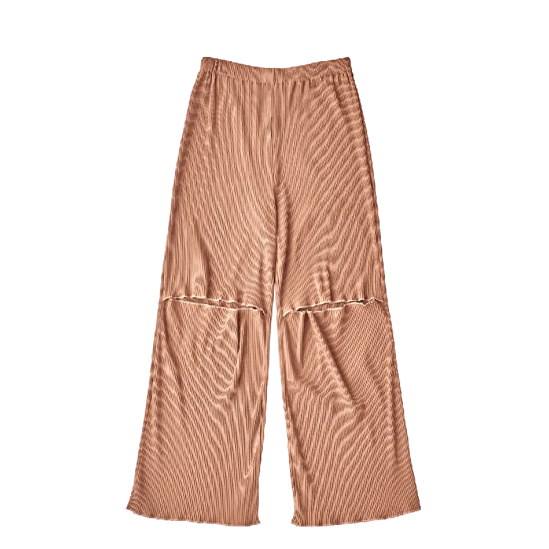 Slit knee pants / Brown