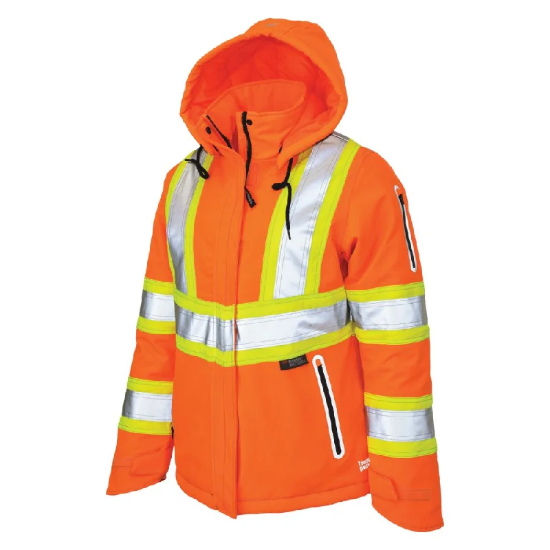 Tough Duck Women's Hi Vis Insulated Flex Safety Work Jacket SJ41 - ORANGE