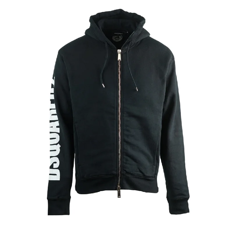 Dsquared2 New Dan Fit Arm Logo Black Hoodie