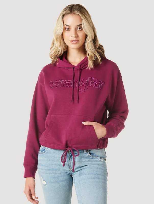 LADIES WRANGLER FUSHIA CROPPED HOODIE