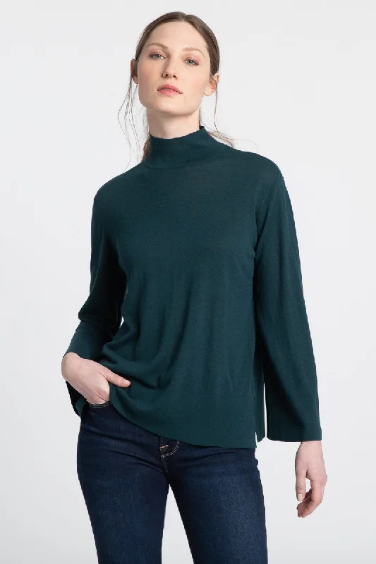 KINROSS CASHMERE - EASY MOCK NECK SWEATER