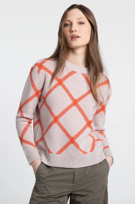 KINROSS CASHMERE - REVERSIBLE BIAS PLAID CREW SWEATER