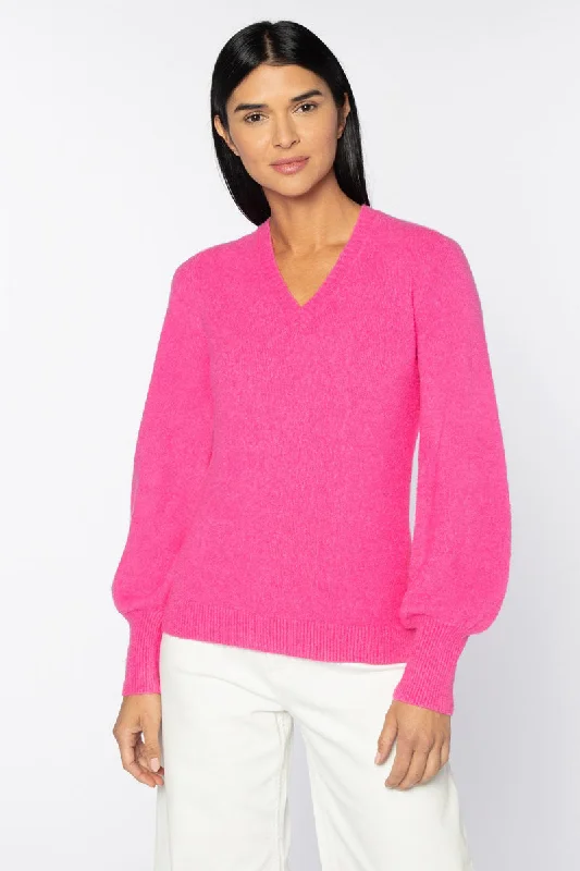 KINROSS CASHMERE - STRETCH BOUCLE VEE NECK SWEATER