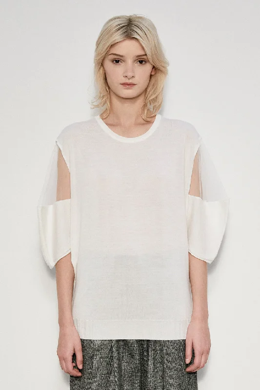 MEIMEIJ - KNIT TOP WITH SHEER SLEEVES