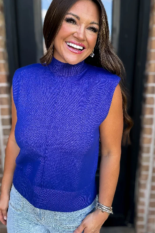 Royal Solid Sleeveless Sweater Top