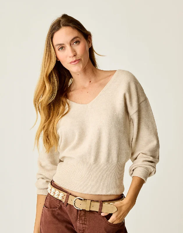 Ruth Reversible Fuzzy Sweater: Oatmeal Heather