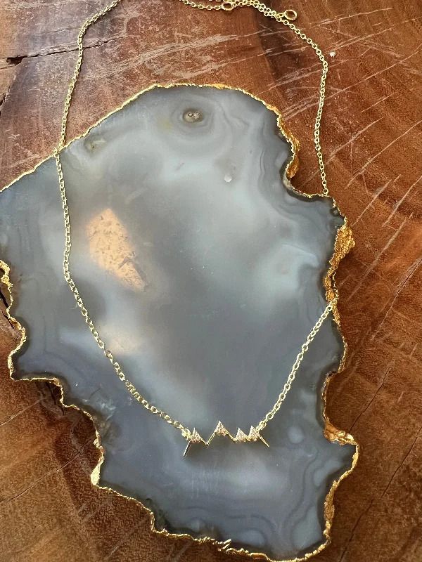 Ashley Schenkein Pave Mountain Outline Necklace