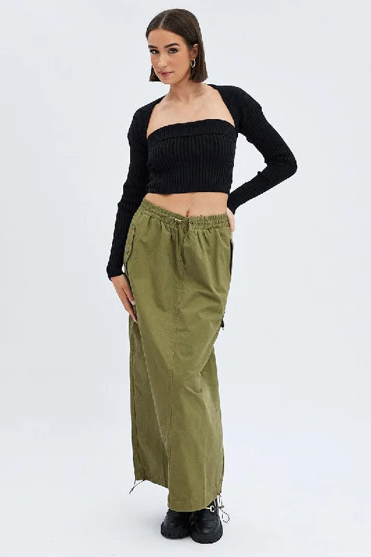 Green Parachute Skirt Maxi