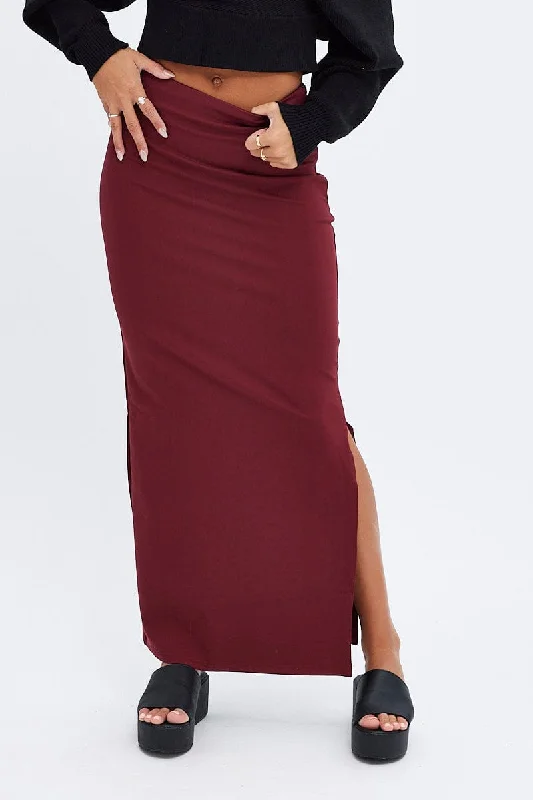 Purple Maxi Skirt Low Rise Ponte