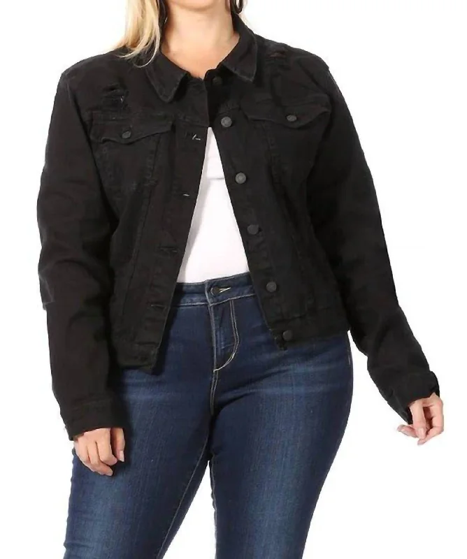 Classic Distressed Jacket In Black