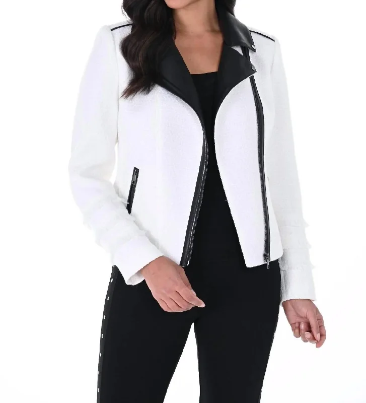 Color Blockjacket In White,black