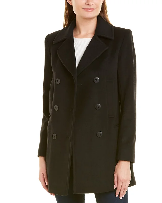 FLEURETTE Double-Breasted Wool Peacoat