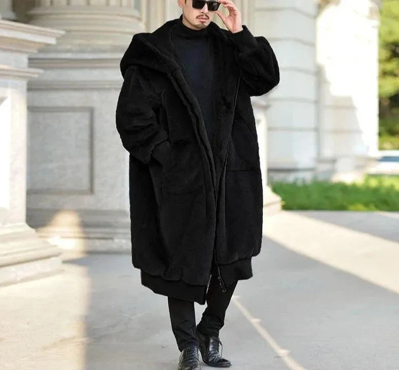 Loose Fit Faux Fur Men Winter Coat