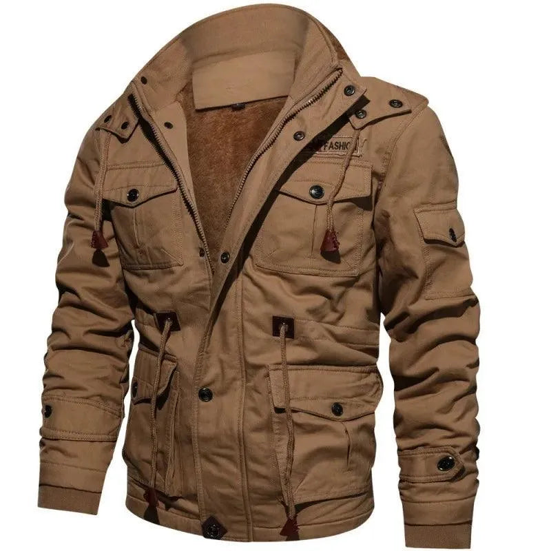 Multi-Pockets Casual Fleece Jacket Men