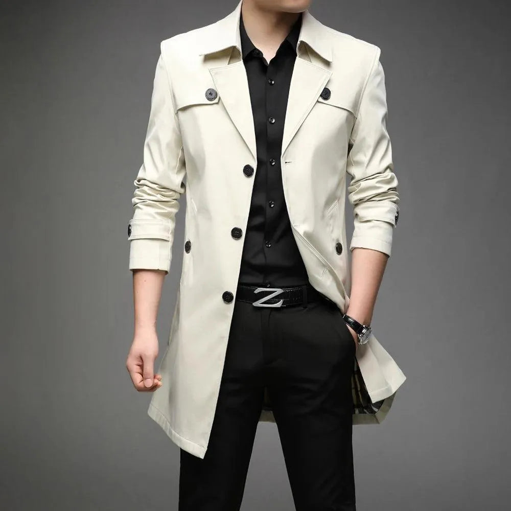 Slim Fit Single-Breasted Men Trench Coat