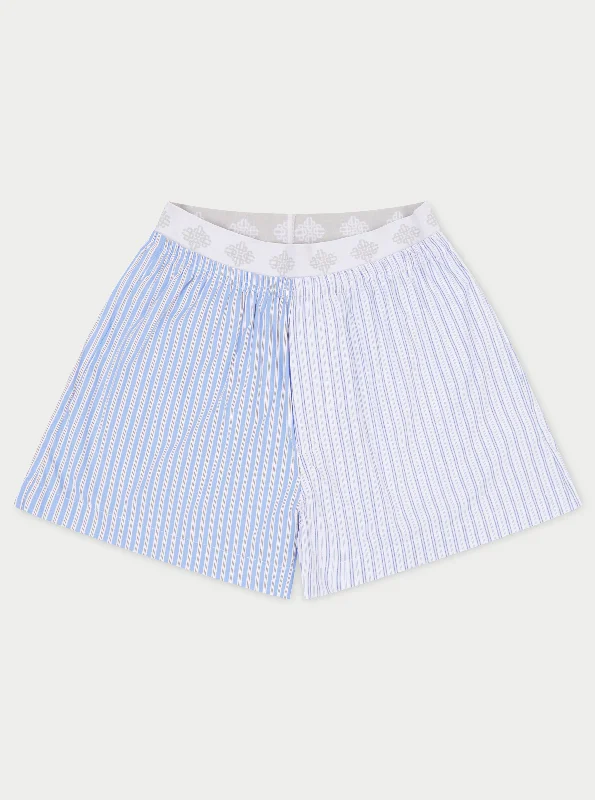 SPLICED STRIPE SHORTS - BLUE